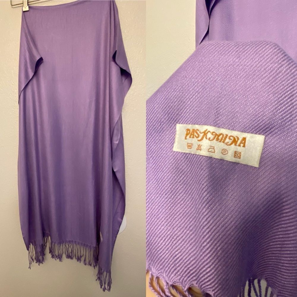 Pashmina 100% lavender lilac purple color Fringe Scarf Wrap Shawl 30x80